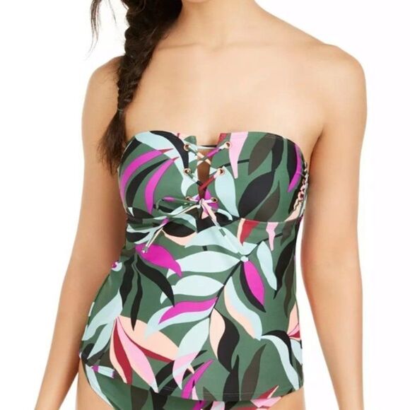 Hula Honey Hyper Tropics Printed Tankini Top- NEW - Picture 2 of 13